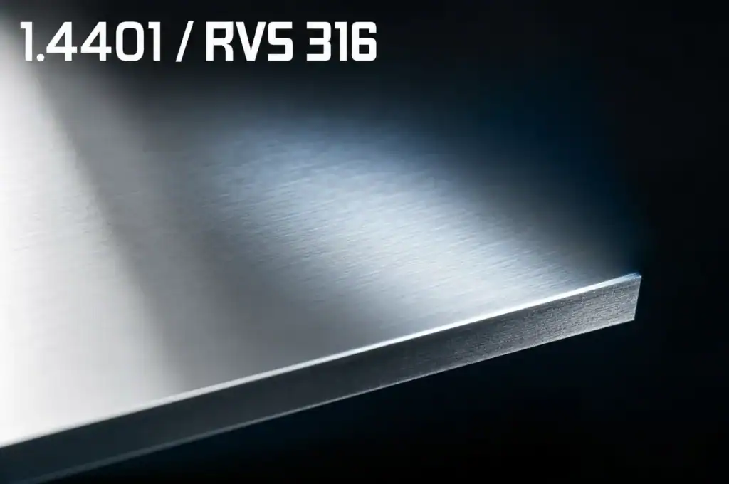RVS 316 plaat 1.4401 met 2B walsfinish en scherpe snijkant