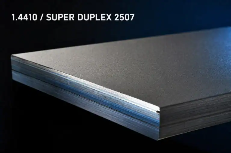 Super duplex plaat 1.4410 met gestraald warmgewalst oppervlak en dikke gesneden kant