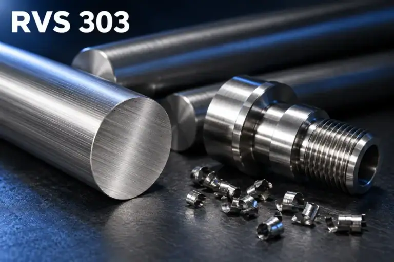 RVS 303 staf 1.4305 met gedraaid onderdeel met schroefdraad en korte gebroken spanen